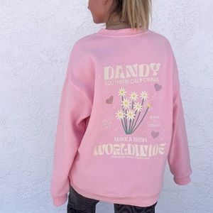 Dandy Worldwide “Make A Wish” Embroidered Beach Crew In Pink